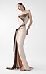 MNM Couture G2011 Side Overskirt Asymmetric Neck Fitted Dress