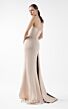 MNM Couture G2011 Side Overskirt Asymmetric Neck Fitted Dress