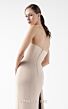 MNM Couture G2011 Side Overskirt Asymmetric Neck Fitted Dress