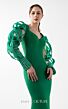 MNM Couture G2017 Illusion Sleeve Slim-Flare Dress