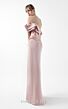 MNM Couture G2020 High Slit Pleated Off The Shoulder Powder Dress