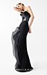 MNM Couture G2021 Beaded Bodice Ruffle Slit Black Dress