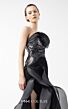 MNM Couture G2021 Beaded Bodice Ruffle Slit Black Dress
