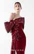 MNM Couture G2022 Pleated Off-The-Shoulder Burgundy Dress