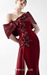 MNM Couture G2022 Pleated Off-The-Shoulder Burgundy Dress
