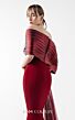 MNM Couture G2022 Pleated Off-The-Shoulder Burgundy Dress