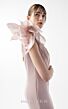 MNM Couture G2026 Slim-Flare Side Drape Asymmetric Neck Dress