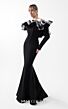 MNM Couture G2036 Crumbcatcher Neck Long Sleeve Black Dress