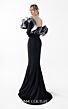 MNM Couture G2036 Crumbcatcher Neck Long Sleeve Black Dress