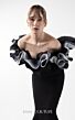 MNM Couture G2036 Crumbcatcher Neck Long Sleeve Black Dress