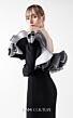 MNM Couture G2036 Crumbcatcher Neck Long Sleeve Black Dress