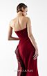 MNM Couture G2037 Side Slit Ruffle Neck Burgundy Dress