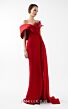 MNM Couture G2040 Side Slit Red Pleated Off-The-Shoulder Dress