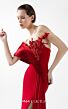 MNM Couture G2040 Side Slit Red Pleated Off-The-Shoulder Dress
