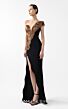 MNM Couture G2043 Asymmetric Neck High Slit Fitted Dress