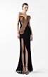 MNM Couture G2043 Asymmetric Neck High Slit Fitted Dress