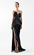 MNM Couture G2048 Side Slit Asymmetric Neck Black Dress