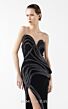 MNM Couture G2048 Side Slit Asymmetric Neck Black Dress