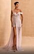 MNM Couture JP0001 Mismatched Straps Long Overskirt Dress