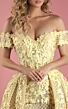MNM Couture K3496 Pleated Skirt Off-The-Shoulder Lace Dress