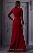 MNM Couture K3850 Split Skirt Bateau Neck Long Sleeve Dress