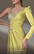 MNM Couture K3908 One Sleeve Illusion Top Draped Dress
