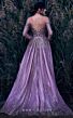 MNM Couture K3913 Plunging Neckline Long Overskirt Glitter Dress