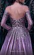 MNM Couture K3913 Plunging Neckline Long Overskirt Glitter Dress