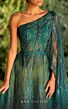 MNM Couture K3932 Hanging Sleeve One Shoulder Corset Dress