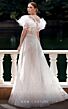 MNM Couture K3933 Feather Neckline Off The Shoulder Glitter Dress