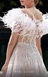 MNM Couture K3933 Feather Neckline Off The Shoulder Glitter Dress