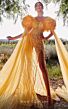 MNM Couture K3934 Double Cape Ruffle Sleeve Illusion Dress