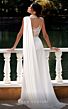MNM Couture K3938 Illusion Top High Slit Cape Train Dress