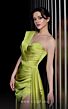 MNM Couture K3979 Pleated Top High Slit One Shoulder Dress