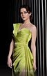 MNM Couture K3979 Pleated Top High Slit One Shoulder Dress