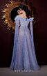 MNM Couture K3993 Floor-Length Sleeves Ruffle Neckline Glitter Dress