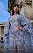 MNM Couture K4012 Cape Sleeve Center Slit Embroidered Illusion Dress
