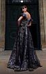 MNM Couture K4018 Ruffle Neckline Floral Embroidery Dress
