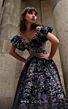 MNM Couture K4018 Ruffle Neckline Floral Embroidery Dress