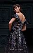 MNM Couture K4018 Ruffle Neckline Floral Embroidery Dress