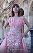 MNM Couture K4023 Long Overskirt Sheer Floral Skirt Strapless Dress