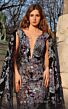 MNM Couture K4067 Hanging Sleeves Plunging Neck Glitter Dress