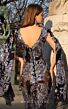 MNM Couture K4067 Hanging Sleeves Plunging Neck Glitter Dress