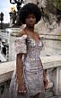 MNM Couture K4071 Ruffle Sleeves Embroidered High Low Dress