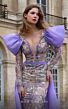 MNM Couture K4075 Bow Sleeves Plunging Neck Embroidered Dress