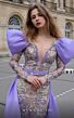 MNM Couture K4075 Bow Sleeves Plunging Neck Embroidered Dress