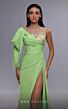 MNM Couture K4086 Illusion Neckline One Sleeve High Slit Dress