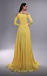 MNM Couture K4089 Illusion Neck Pleated Skirt Dress