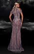 MNM Couture K4103 Mandarin Collar Cold Shoulder Embellished Dress