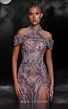 MNM Couture K4103 Mandarin Collar Cold Shoulder Embellished Dress